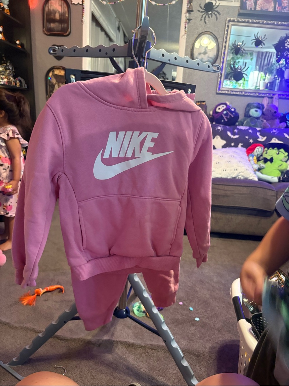 Nike Pink Kids' Pullover Hoodie with White Swoosh matching set